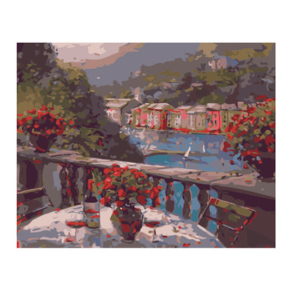 Garden Terrace by the Water - 40x50 cm paint by numbers kit