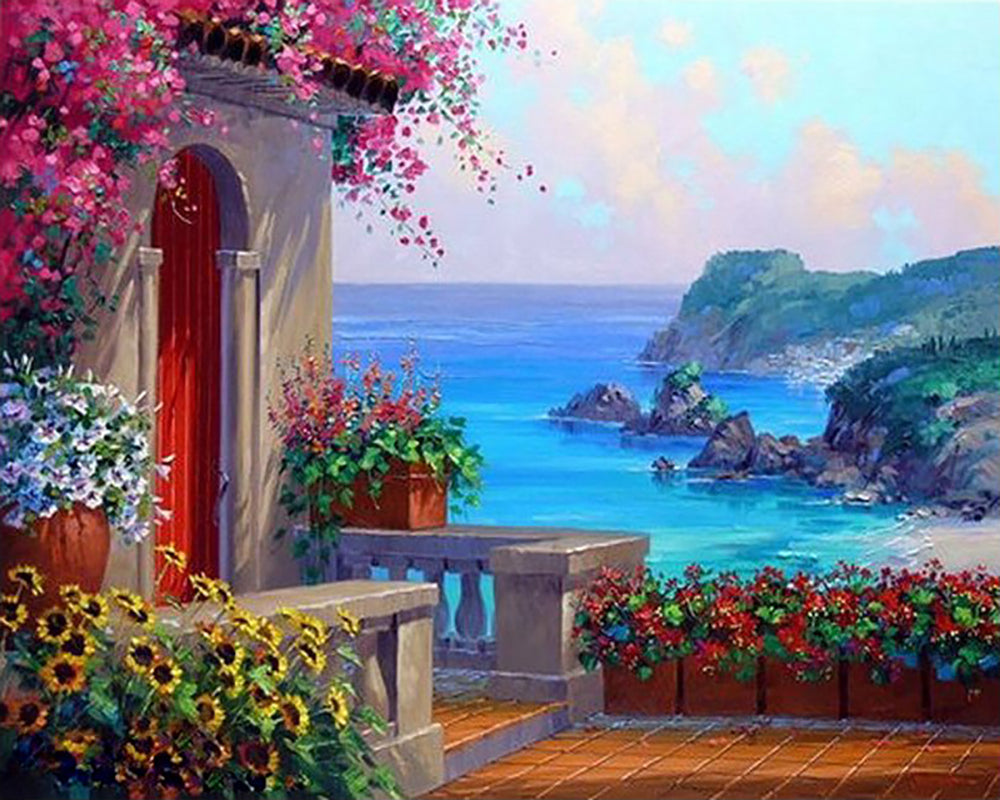 Mediterranean Flower Terrace - 40x50 cm paint by numbers kit