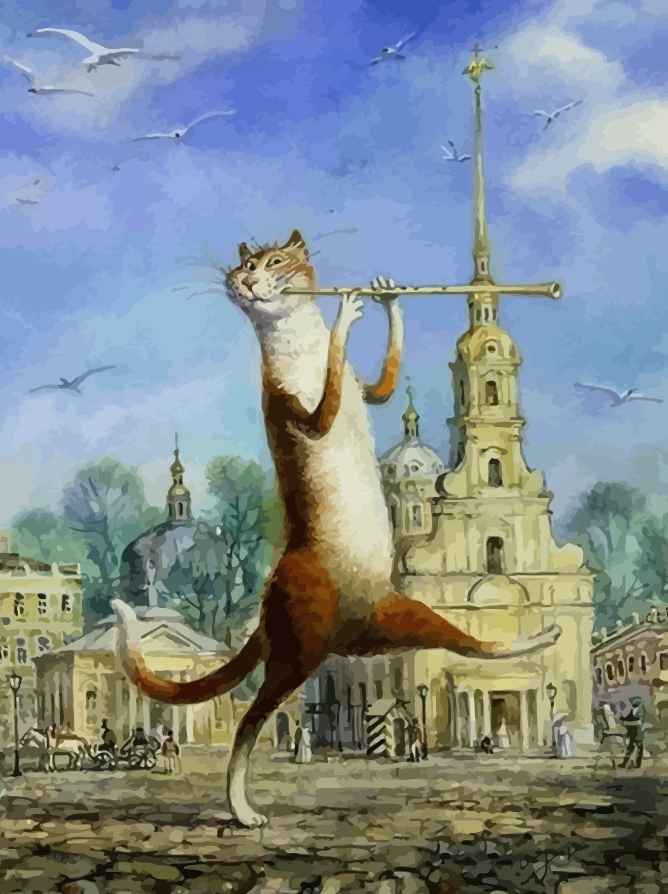 Whimsical Flute Playing Cat - 40x50 cm paint by numbers kit