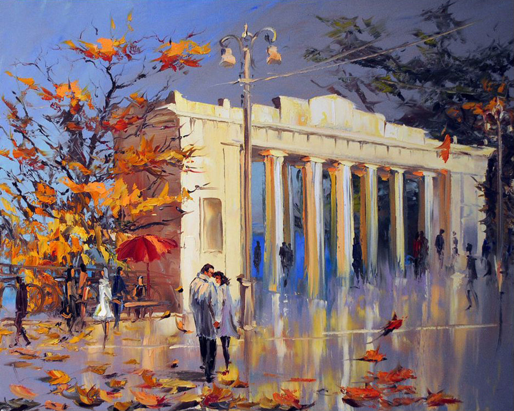 Autumn Lovers Walk - 40x50 cm paint by numbers kit