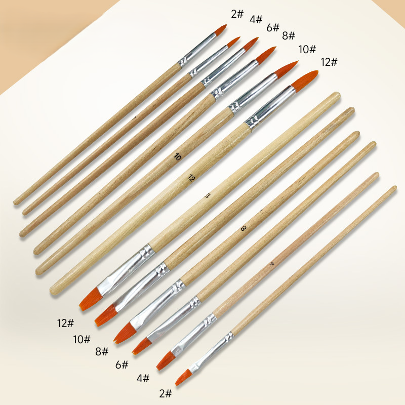 12-Pack Natural Wood Handle Paint Brushes (Multi-Size)