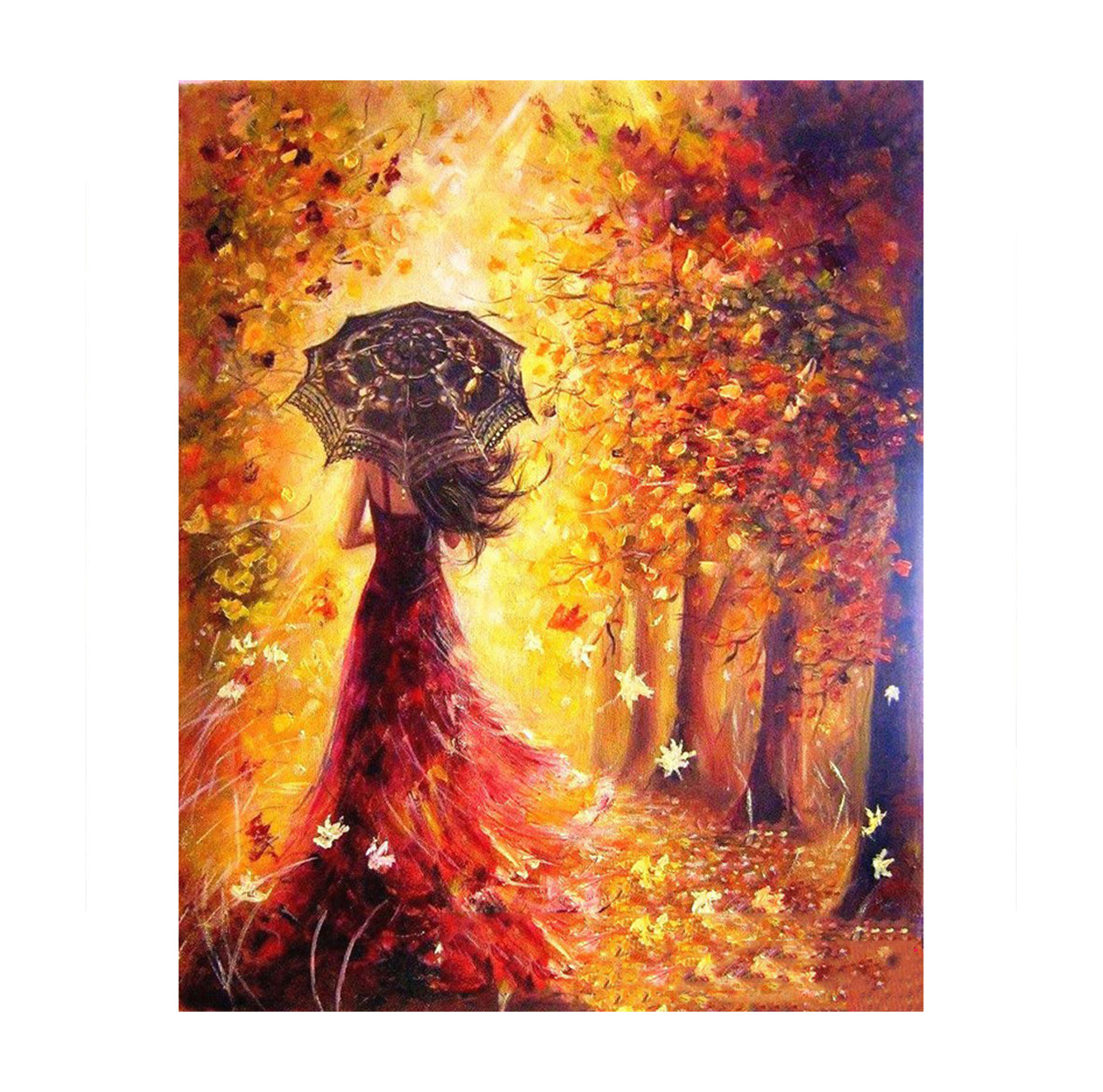 Autumn Lady with Umbrella - 40x50 cm paint by numbers kit
