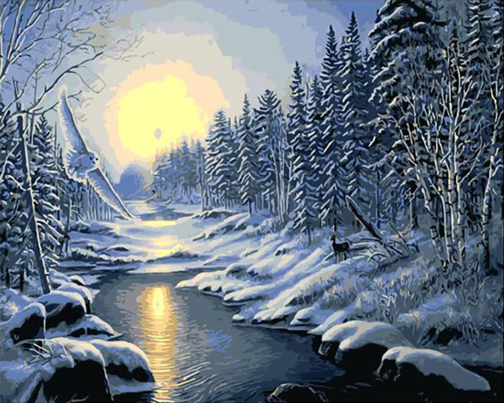 Winter Forest Moonlight - 40x50 cm paint by numbers kit
