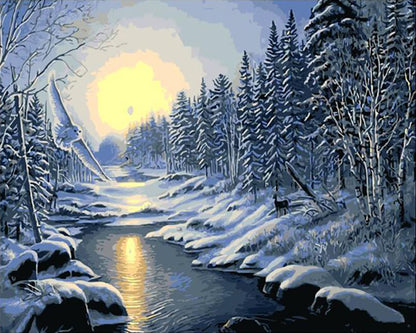 Winter Forest Moonlight - 40x50 cm paint by numbers kit