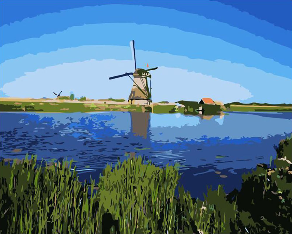 Dutch Windmill by the Water - 40x50 cm paint by numbers kit