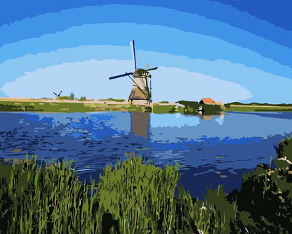 Dutch Windmill by the Water - 40x50 cm paint by numbers kit