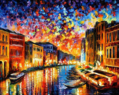 Colorful Venice Canal at Night - 40x50 cm paint by numbers kit