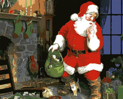 Santa by the Fireplace - 40x50 cm paint by numbers kit