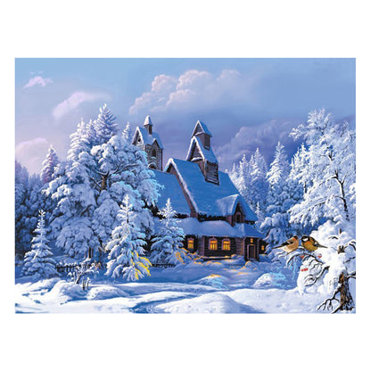 Snowy Woodland Chapel - 40x50 cm paint by numbers kit