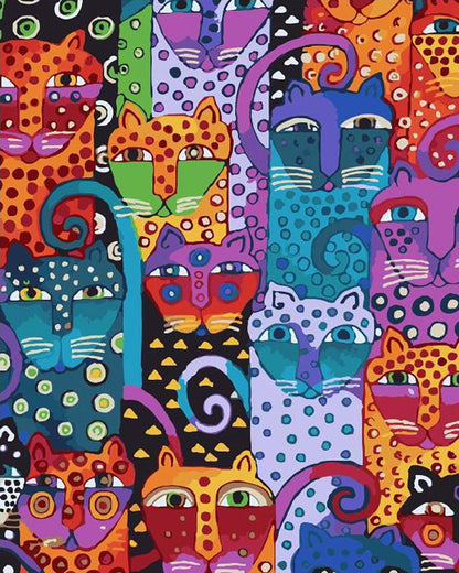Colorful Cat Crowd - 40x50 cm paint by numbers kit