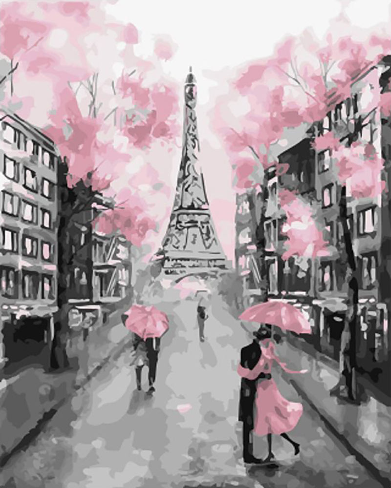 Paris in Pink Rain - 40x50 cm paint by numbers kit