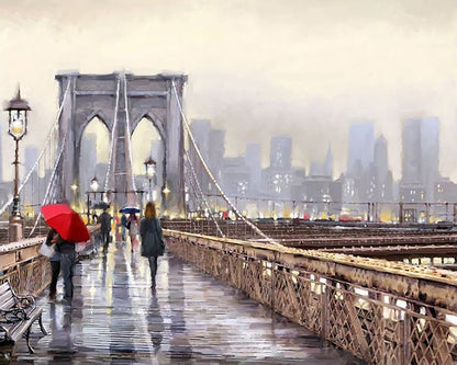 Rainy Brooklyn Bridge - 40x50 cm paint by numbers kit