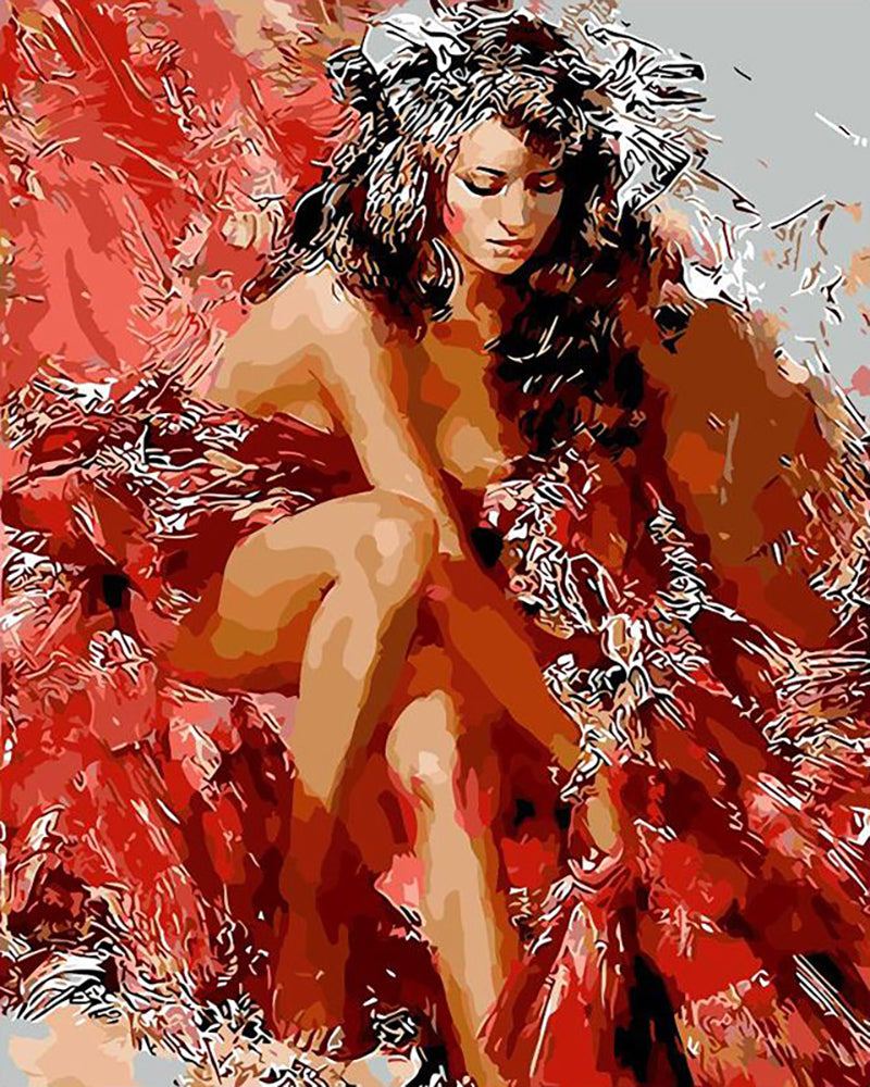 Crimson Feather Elegance - 40x50 cm paint by numbers kit