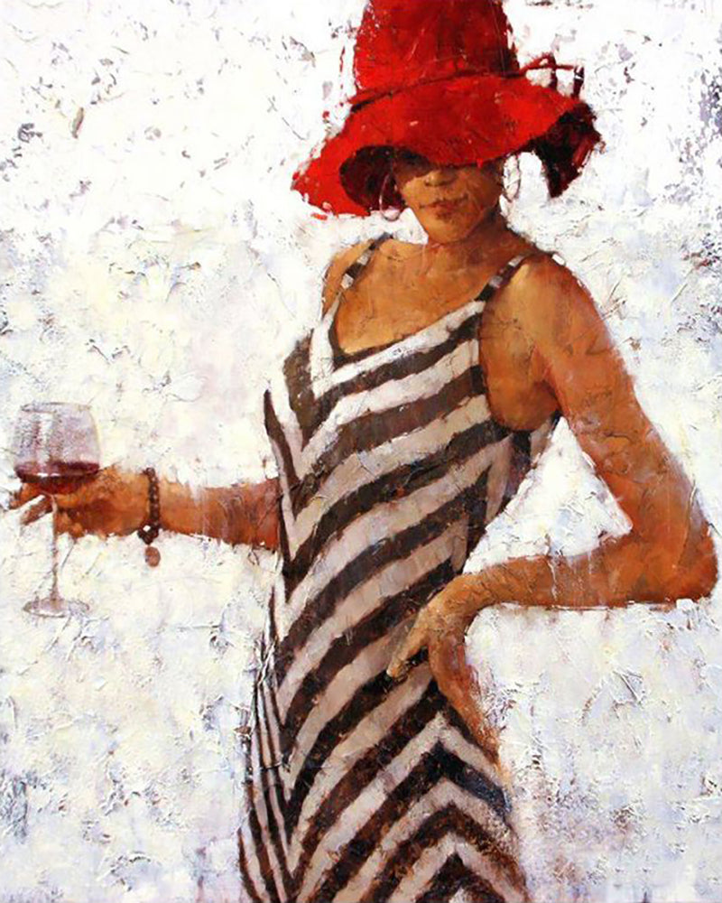 Lady in the Red Hat - 40x50 cm paint by numbers kit