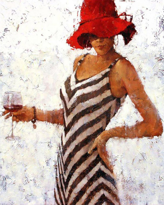 Lady in the Red Hat - 40x50 cm paint by numbers kit