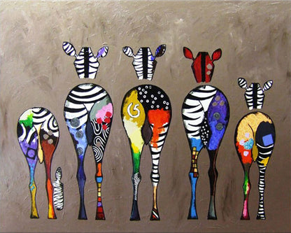 Colorful Zebra Parade - 40x50 cm paint by numbers kit