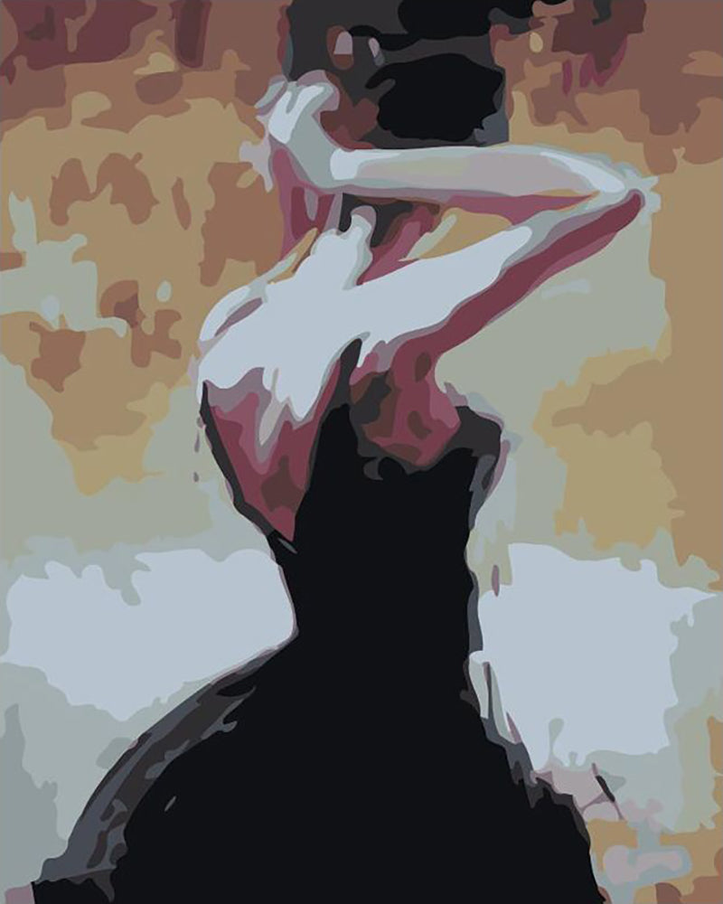 Elegant Woman in Black - 40x50 cm paint by numbers kit