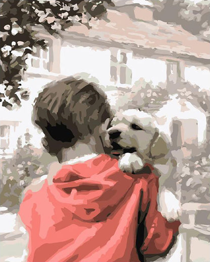 Boy and His Puppy - 40x50 cm paint by numbers kit