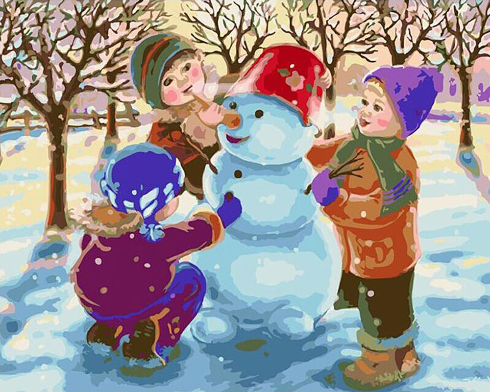 Winter Snowman Friends - 40x50 cm paint by numbers kit
