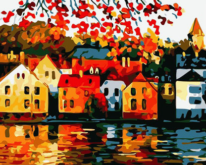 Colorful Waterfront Village - 40x50 cm paint by numbers kit