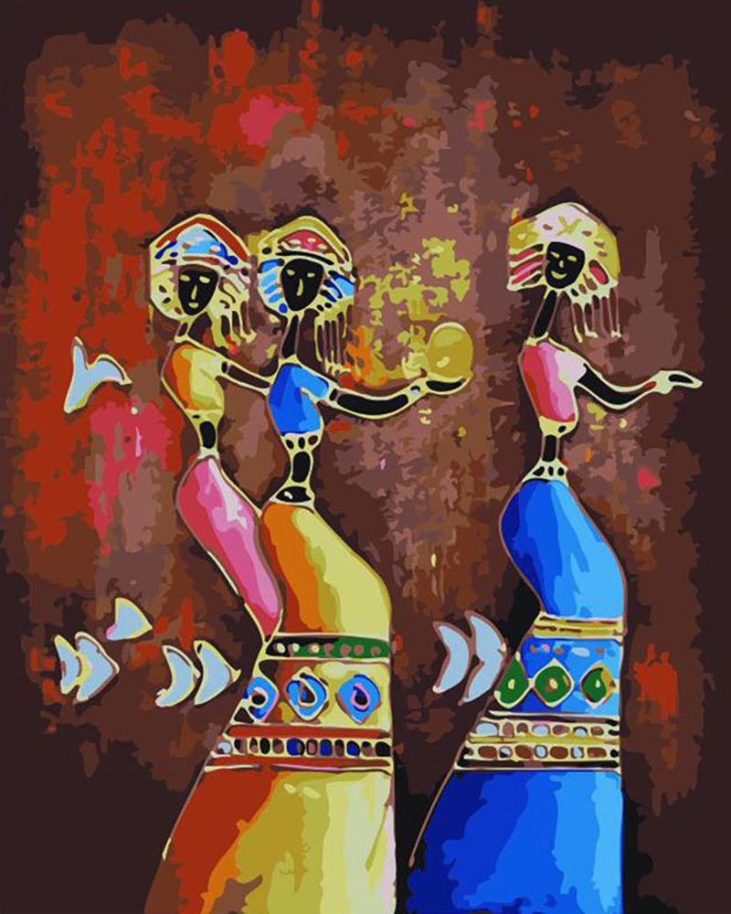 Colorful Tribal Dancers - 40x50 cm paint by numbers kit