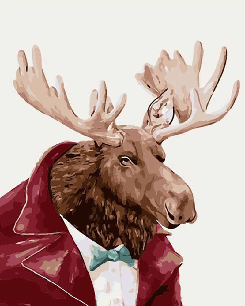 Dapper Moose Portrait - 40x50 cm paint by numbers kit