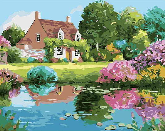 Garden Cottage Reflections - 40x50 cm paint by numbers kit