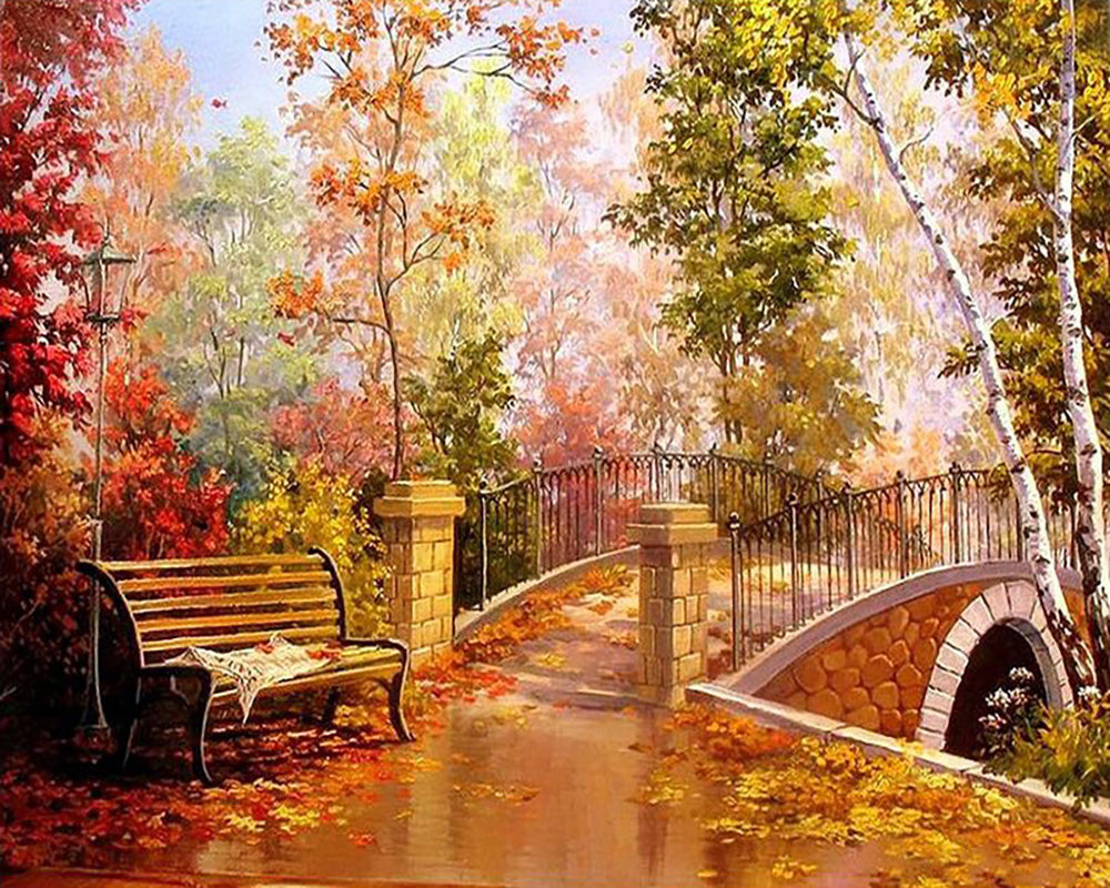Autumn Park Bridge - 40x50 cm paint by numbers kit