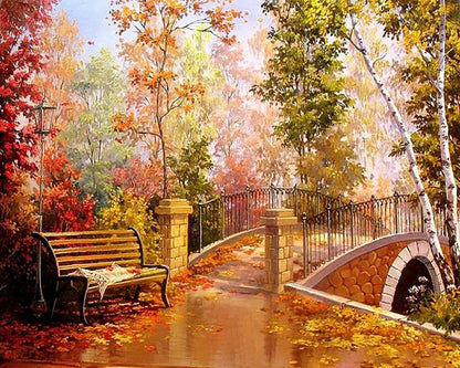 Autumn Park Bridge - 40x50 cm paint by numbers kit