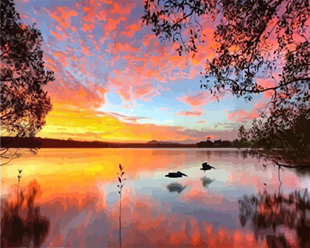 Sunset Lake Reflections - 40x50 cm paint by numbers kit