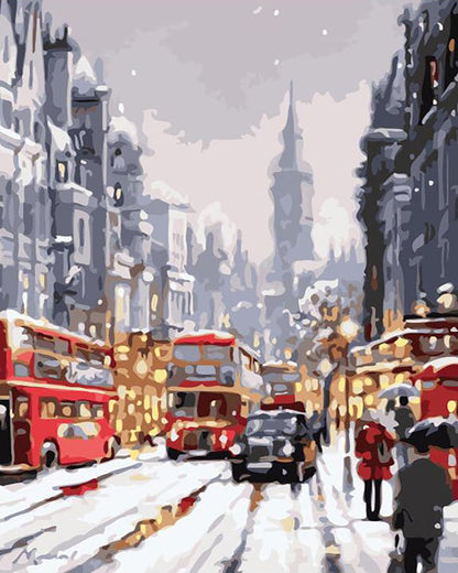 Snowy London Street - 40x50 cm paint by numbers kit