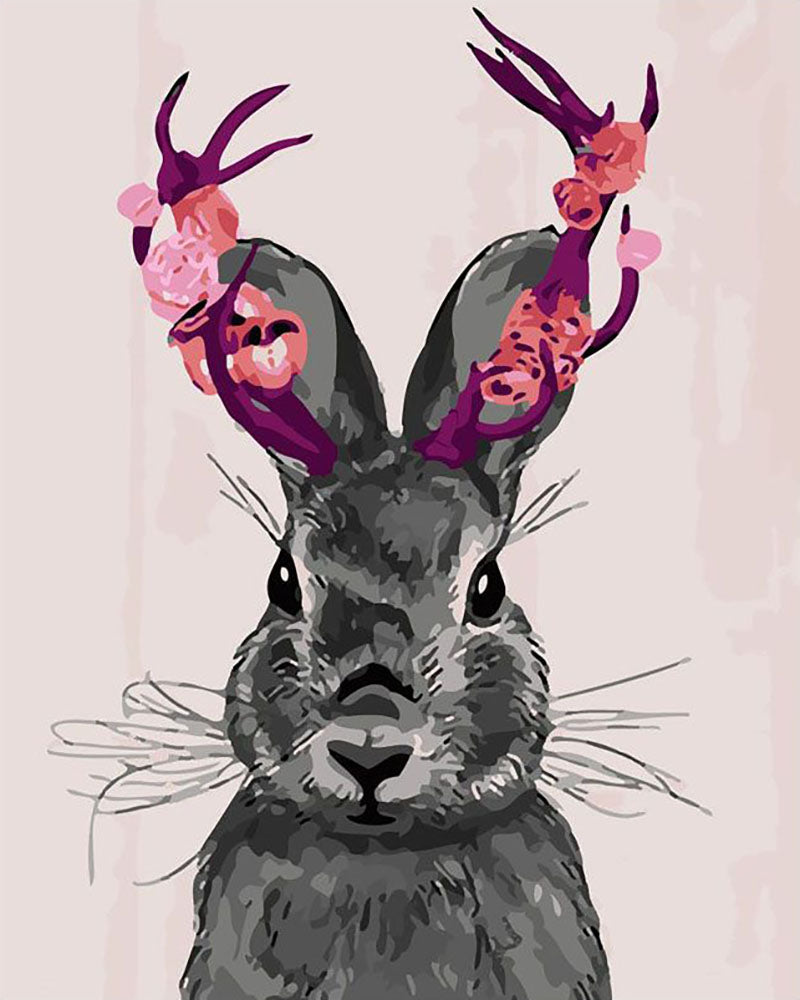 Floral Antler Rabbit - 40x50 cm paint by numbers kit