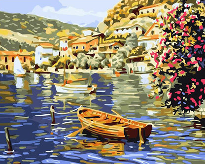 Lakeside Village Reflections - 40x50 cm paint by numbers kit