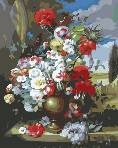 Classic Red and White Bouquet - 40x50 cm paint by numbers kit