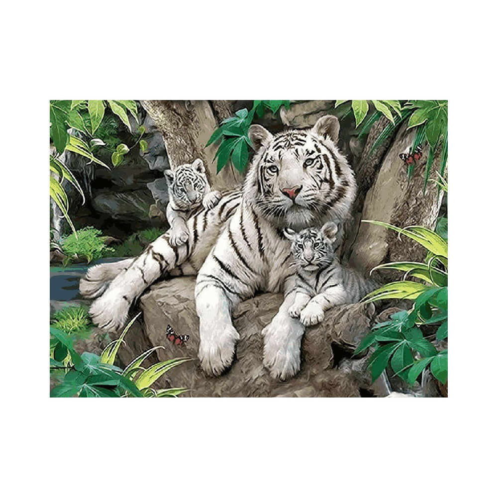 White Tiger Family - 40x50 cm paint by numbers kit
