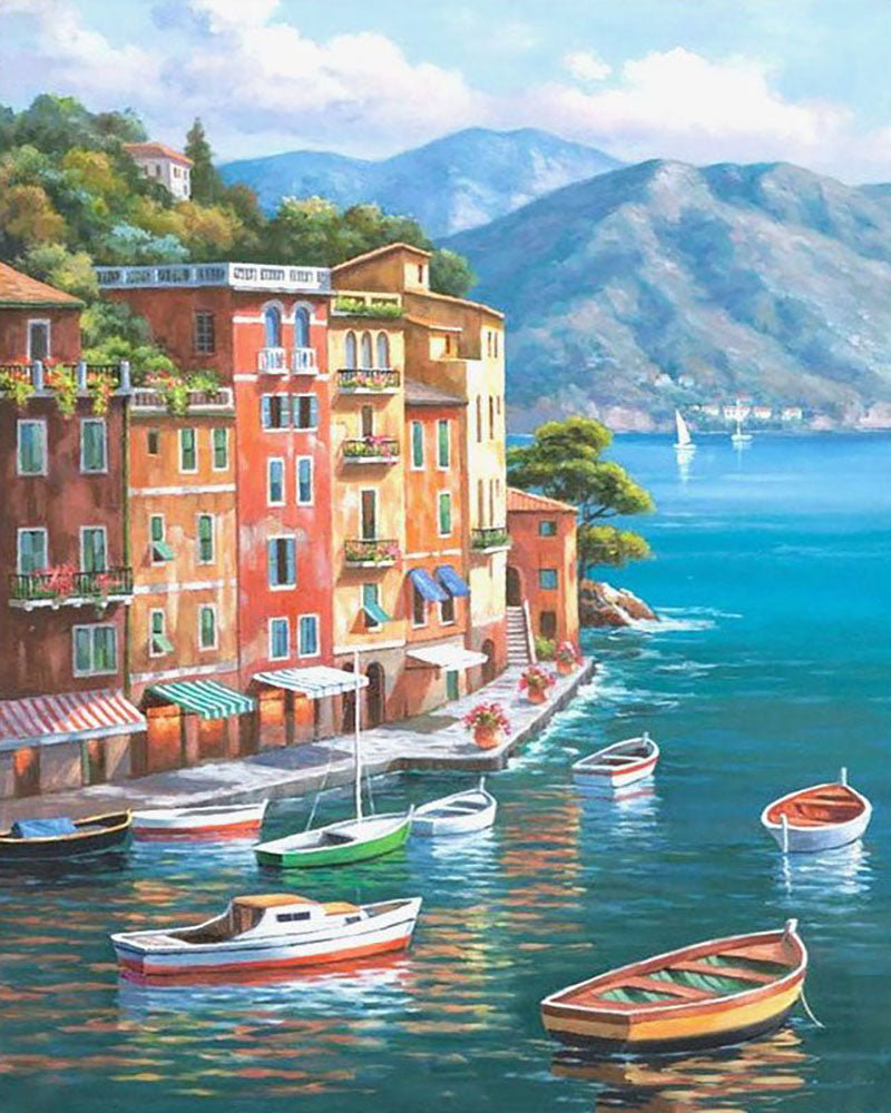 Mediterranean Harbor Village - 40x50 cm paint by numbers kit