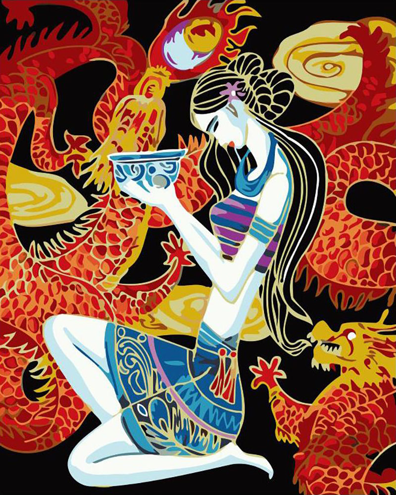 Crimson Dragon Tea - 40x50 cm paint by numbers kit