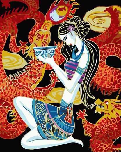 Crimson Dragon Tea - 40x50 cm paint by numbers kit