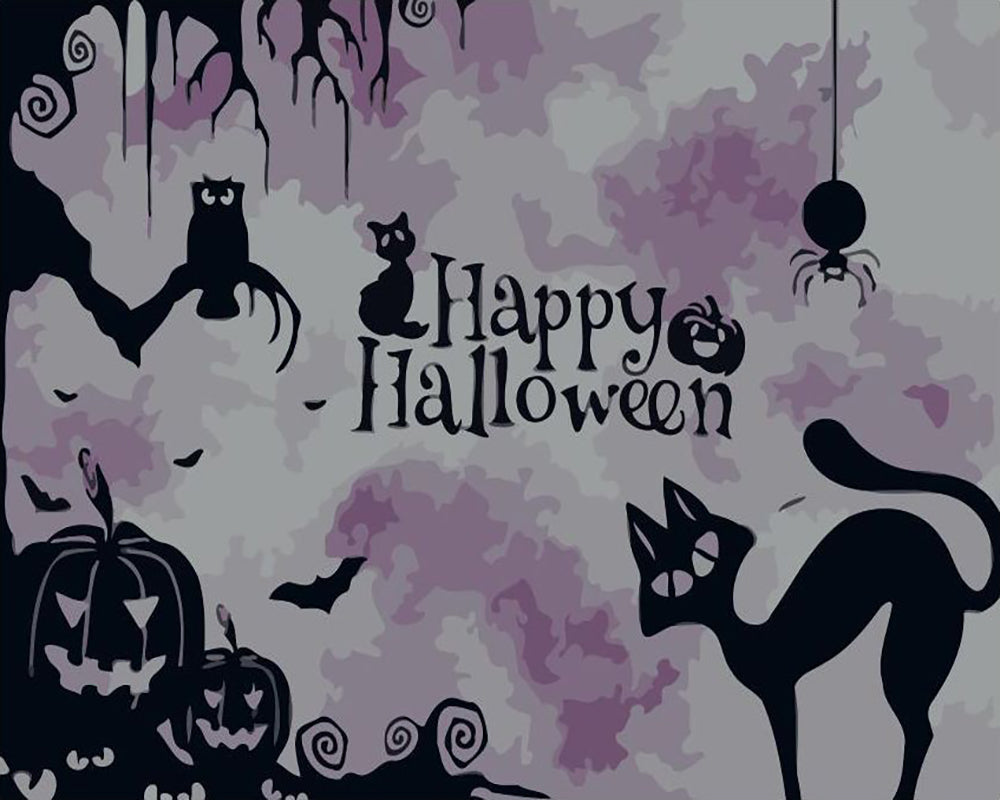 Happy Halloween Cats - 40x50 cm paint by numbers kit