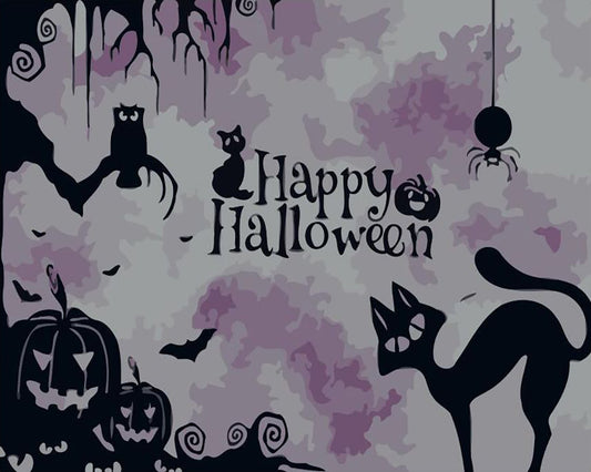Happy Halloween Cats - 40x50 cm paint by numbers kit