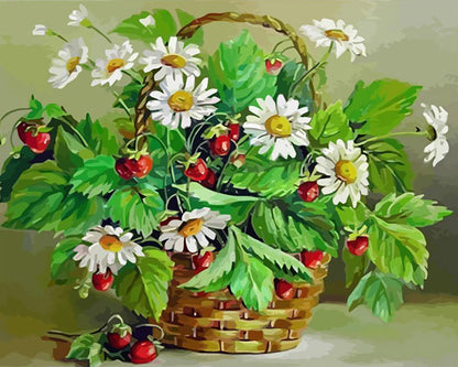 Daisy Strawberry Basket - 40x50 cm paint by numbers kit