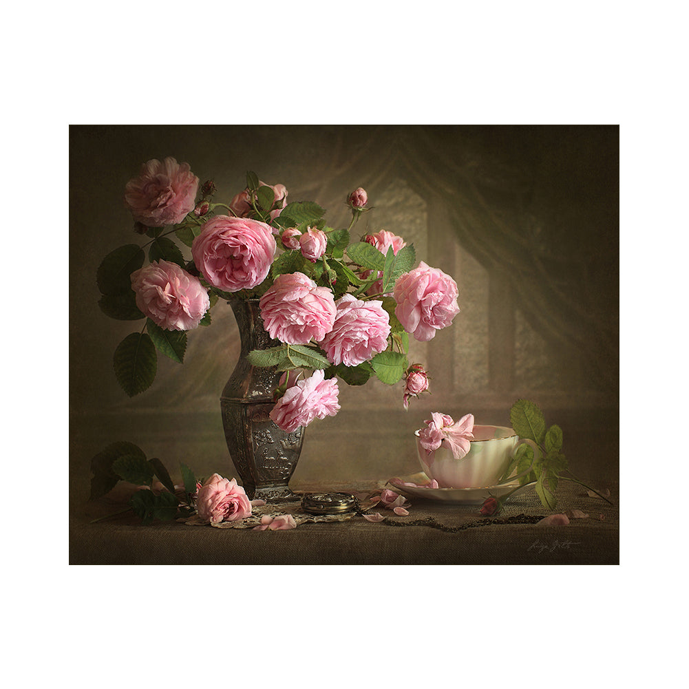 Vintage Pink Rose Still Life - 40x50 cm paint by numbers kit