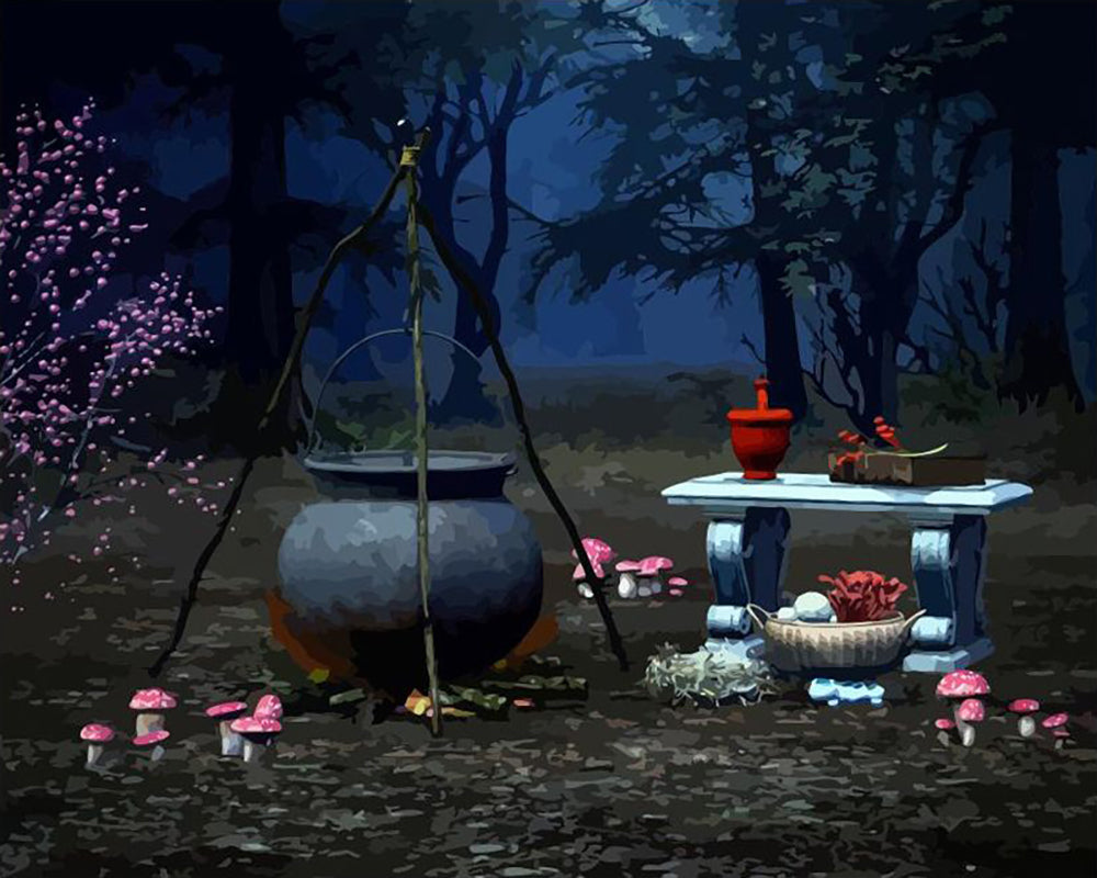 Enchanted Forest Cauldron - 40x50 cm paint by numbers kit