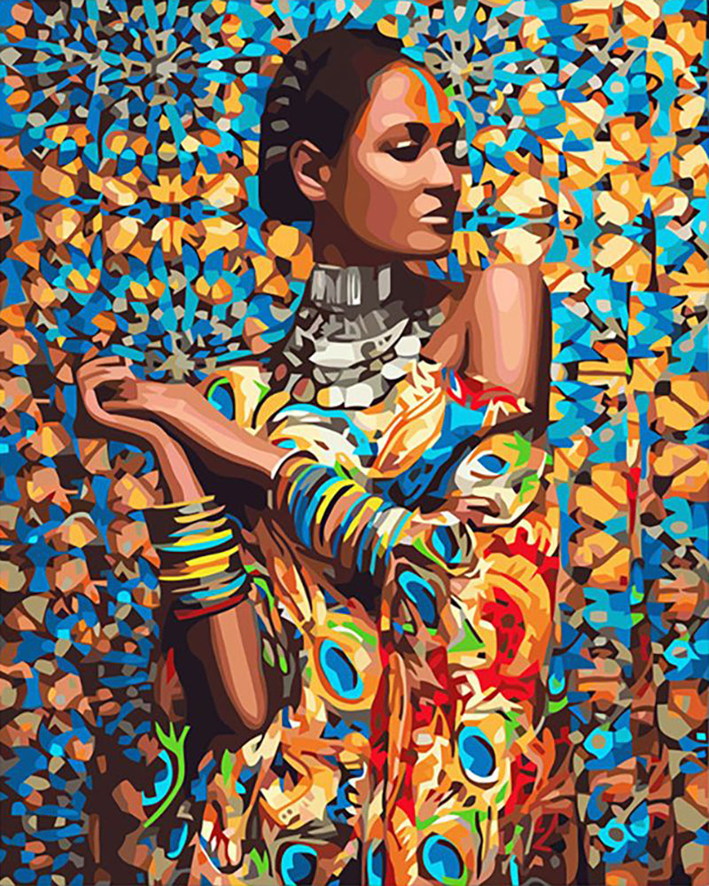 Colorful Patterned Muse - 40x50 cm paint by numbers kit
