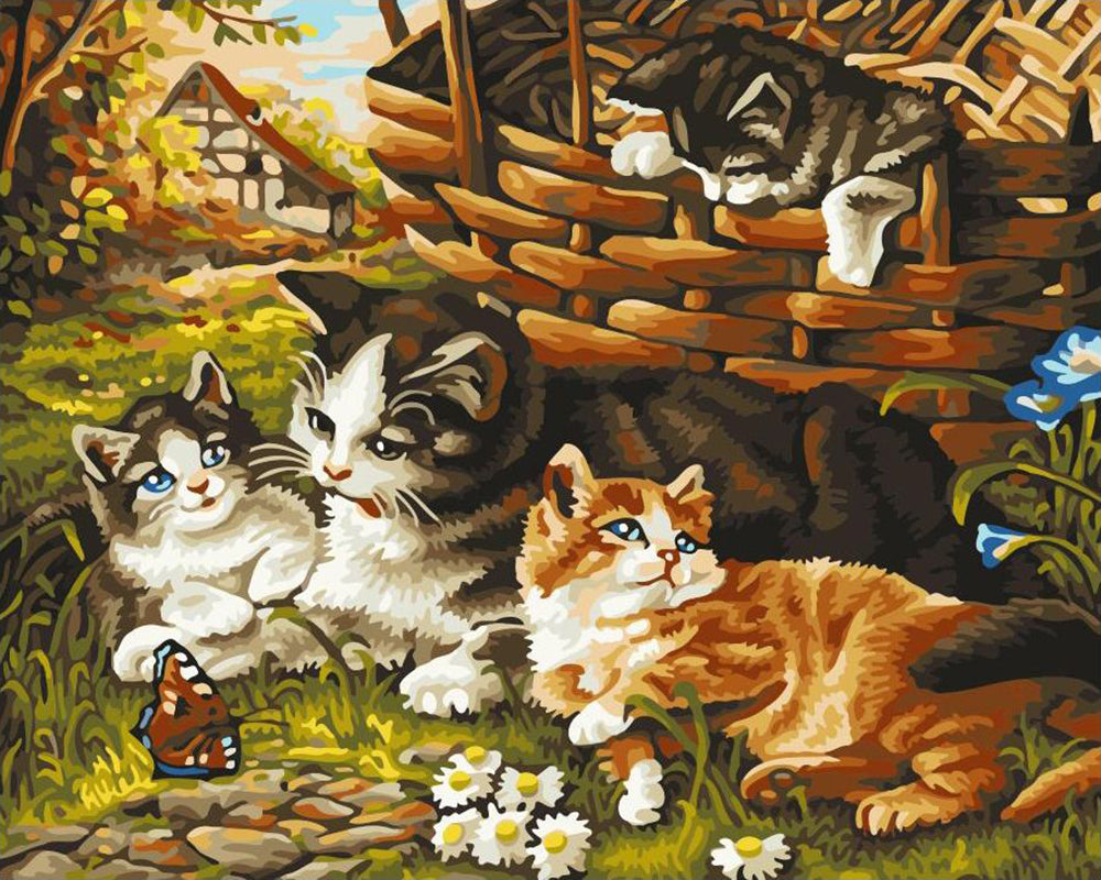 Cozy Garden Kittens - 40x50 cm paint by numbers kit