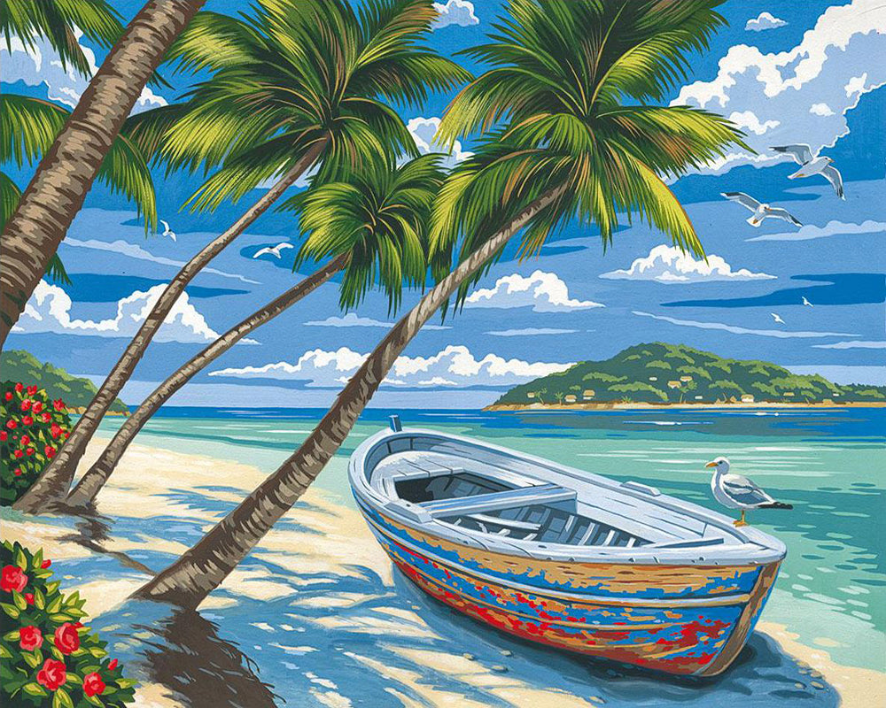 Tropical Boat Paradise - 40x50 cm paint by numbers kit