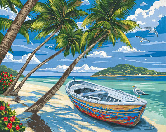 Tropical Boat Paradise - 40x50 cm paint by numbers kit