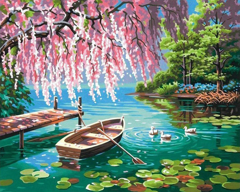 Blossoms by the Lake - 40x50 cm paint by numbers kit