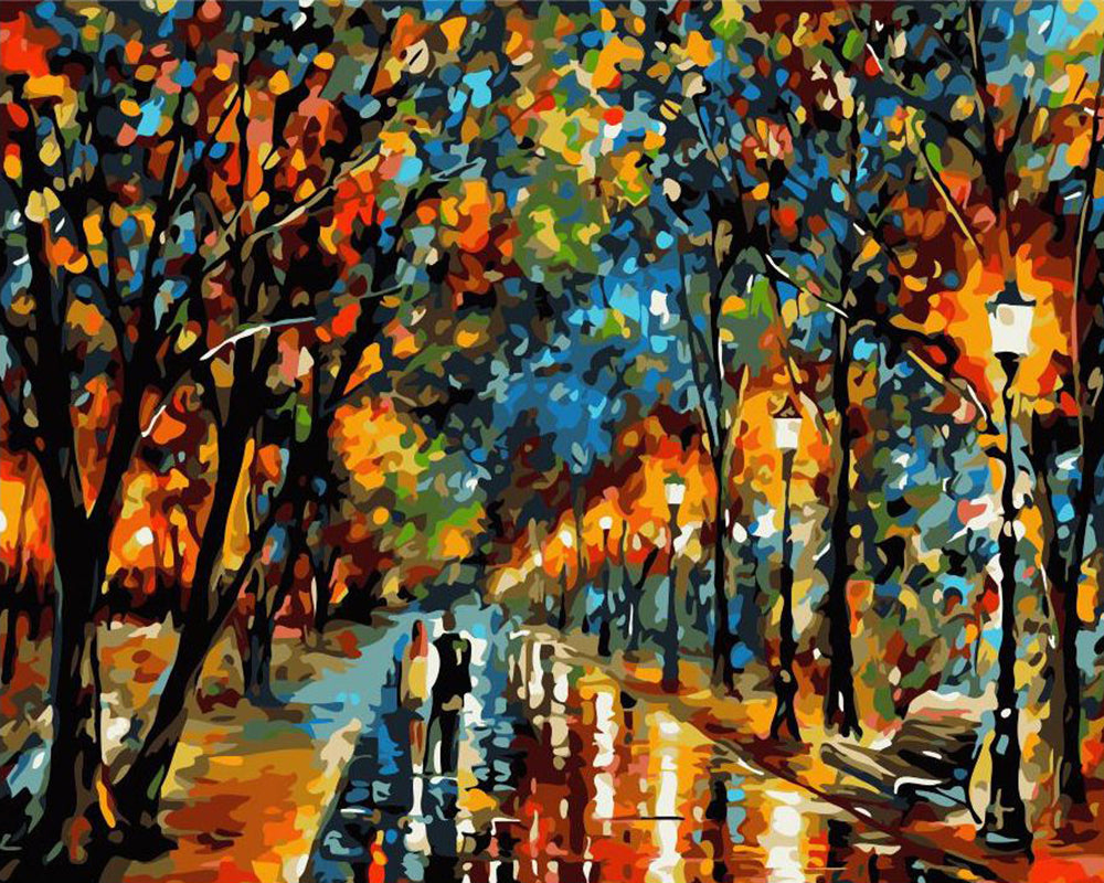 Romantic Rainy Street Walk - 40x50 cm paint by numbers kit