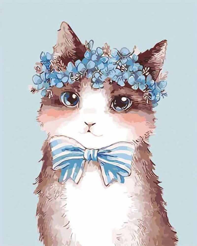 Blue Blossom Kitten - 40x50 cm paint by numbers kit